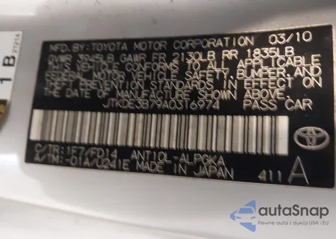 2010 Scion Tc z USA, uszkodzony, nr VIN JTKDE3B79A0316974